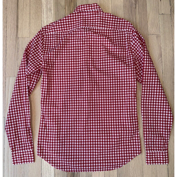 Burberry Brit Red White Gingham Nova Check Print Button Down Long Sleeve Shirt S - Picture 8 of 9